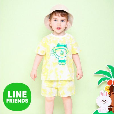 Line Friends Summer Tie Dye Yellow Brown Top & Bottom Set 2306MO08