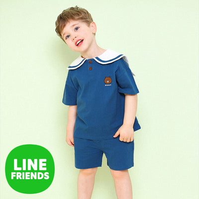 Line Friends Sailor Collar Blue Top & Bottom Set 2306MO17