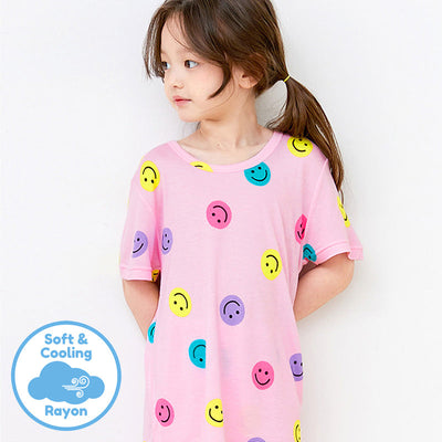 Pink Smiley Pop Short-Sleeves Set (Cooling) 2309U05