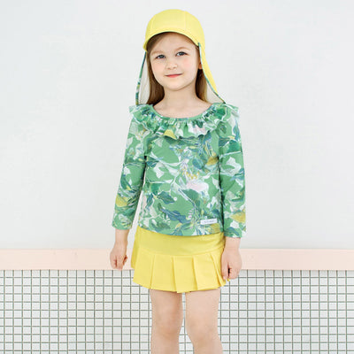 Yellow Summer Garden Rashguard With Cap 3-piece Set 2307PM04