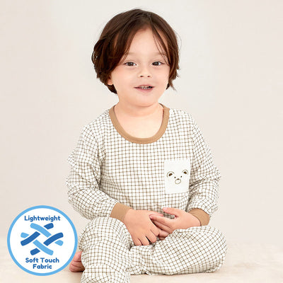 Latte Checked Bear Sleep Set (Comfy-Fit) 2308U04