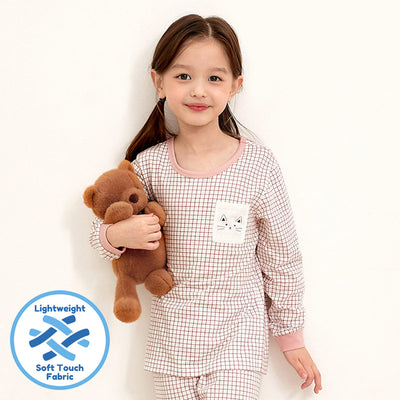 Pink Checked Meow Sleep Set (Comfy-Fit) 2308U05