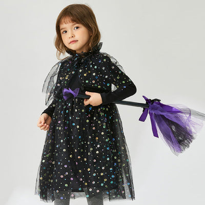 Spiky Witch Costume (3-piece Dress, Cape & Broom Set) 2309OZ01