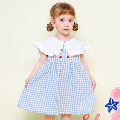 Blue Mervik Collar Check Dress 2405MM44