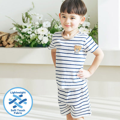 Stripe Bear Friends Short Sleeves Set 2407MK30