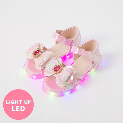 Pink Isabelle Ribbon LED Sandals 2507OZ24