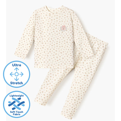 Beige Blooming Sleep Set (Slim Fit) 2509U24