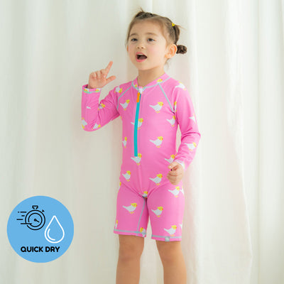 Pink Birdie Zip-up Rashguard 2-piece Set 2203BB23