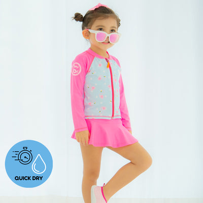 Pink Flamingo Zip-up Rashguard 3-piece Set 2203BB27