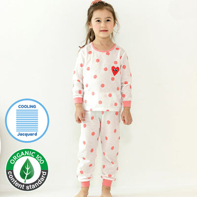 Organic Pink Dot Heart Sleep Set (Comfy-Fit) 2209MK35 (Cooling)